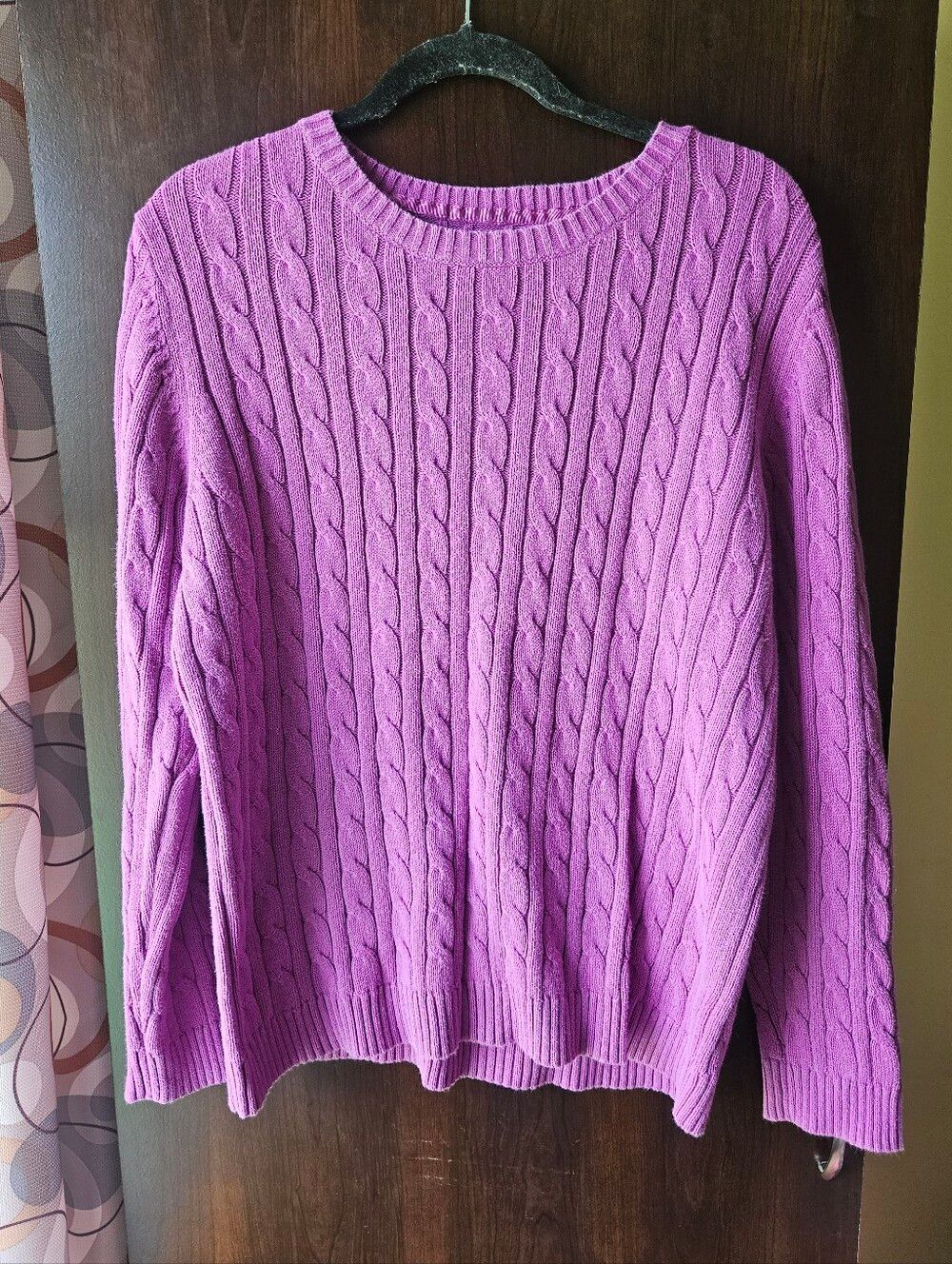 croft & barrow Purple Cable Knit Crew Neck Sweater Size XL